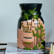 Load image into Gallery viewer, Palms and Pastels Under the Moon: Hand Painted Dried Flower Pot