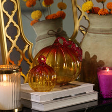 Load image into Gallery viewer, Golden Hour Glass Pumpkins Set of 2
