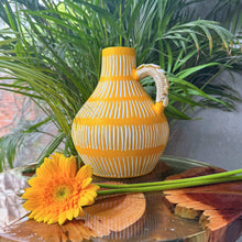 Load image into Gallery viewer, Soleil Curve: Terracotta Flower Vase in Summer Yellow & White