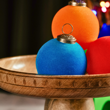 Load image into Gallery viewer, Sapphire Glow: Velvet Ball Christmas Ornament