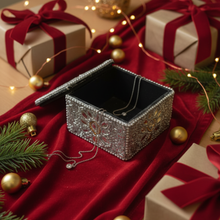 Load image into Gallery viewer, Elegant Silver & White Beaded Rectangular Accessories Box