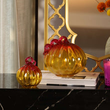 Load image into Gallery viewer, Golden Hour Glass Pumpkins Set of 2