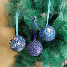 Load image into Gallery viewer, Blue Harmony – Set of 3 Handcrafted Beaded Ornaments