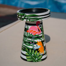 Load image into Gallery viewer, Flamingo in the Tropics- Hand painted Pillar Candle Stand