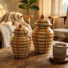 Load image into Gallery viewer, The Citrus-Plaid Terracotta ginger jar