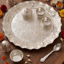 Load image into Gallery viewer, Premier Aesthetic Modern Indian Pooja Thali Set. (7-Piece Festive Gift Combo)