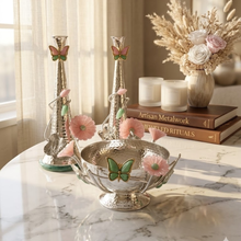 Load image into Gallery viewer, Elysian Flora Luxury Decor Set – Handcrafted Candle Holders & Decorative Bowl