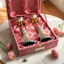 Load image into Gallery viewer, Elysian Flora Handcrafted Metal Candle Holders – Set of Two