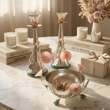 Load image into Gallery viewer, Elysian Flora Luxury Decor Set – Handcrafted Candle Holders & Decorative Bowl