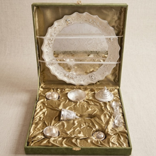Load image into Gallery viewer, Elegant Mint Green & Silver-Plated Pooja Thali Set (7-Piece Festive Gift Combo)