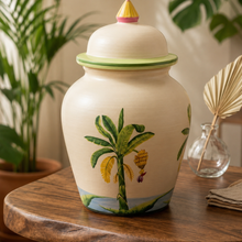 Load image into Gallery viewer, Floral Reverie in Clay: Handpainted Ginger Jar/ Flower Vase