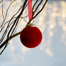 Load image into Gallery viewer, Royal Ruby: Velvet ball Christmas Ornament
