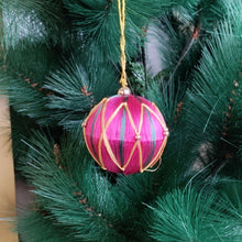 Load image into Gallery viewer, Threaded Bliss – Pink Ball Christmas Ornaments