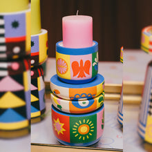 Load image into Gallery viewer, Jolly Jigsaw: Playful Hand-Painted Candle Stand