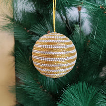 Load image into Gallery viewer, Elegant Gold & White Beaded Christmas Ornament