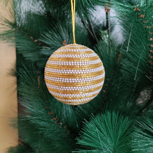 Load image into Gallery viewer, Elegant Gold & White Beaded Christmas Ornament