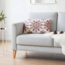 Load image into Gallery viewer, Artisan Embroidered Snowflake Lumbar Pillow