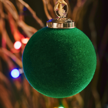 Load image into Gallery viewer, Emerald Bliss: Velvet Ball Christmas Ornament