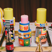 Load image into Gallery viewer, Artistic Ensemble Color Story: Handpainted Candle Stand set of 3