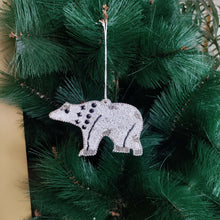 Load image into Gallery viewer, Frosty Polar Bear Charm in White Handrafted Christas Ornament