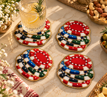 Load image into Gallery viewer, The Royal Stack Beaded Poker Chip Coaster - Set of 4