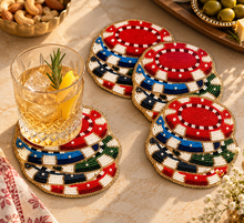Load image into Gallery viewer, The Royal Stack Beaded Poker Chip Coaster - Set of 4