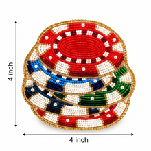 Load image into Gallery viewer, The Royal Stack Beaded Poker Chip Coaster - Set of 4