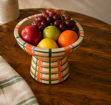 Load image into Gallery viewer, The Citrus-Plaid Pedestal Fruit Bowl