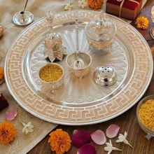 Load image into Gallery viewer, Regal Elegance Silver Finish Pooja Thali Set