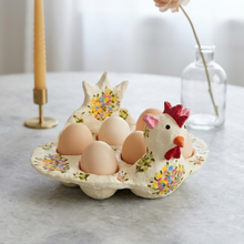 Load image into Gallery viewer, Hand-Painted Scalloped Hen Eggs Holder