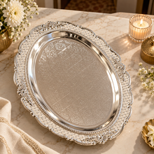 Load image into Gallery viewer, Ornate Silver Filigree Serving Tray