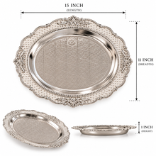 Load image into Gallery viewer, Ornate Silver Filigree Serving Tray