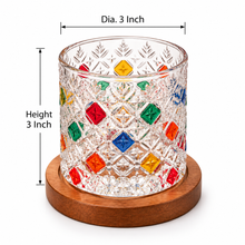 Load image into Gallery viewer, Revolving Glass – Handcrafted Multicolour Tumbler Set of 2 with Wooden Coasters
