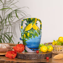 Load image into Gallery viewer, Amalfi - Hand painted Terracotta Flower Vase