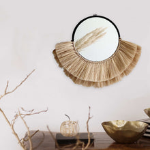 Load image into Gallery viewer, HALF MOON RAFFIA WALL MIRROR