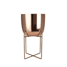 Load image into Gallery viewer, Rose Gold Metal Planter With Stand
