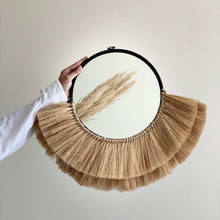 Load image into Gallery viewer, HALF MOON RAFFIA WALL MIRROR