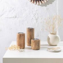 Load image into Gallery viewer, Distressed Wooden Candle Stands Set of 3
