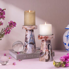Load image into Gallery viewer, To be in Love in Paris- Set of 2 Handpainted Pillar Candle Stands