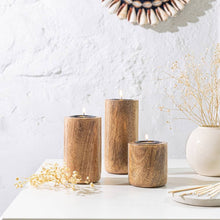 Load image into Gallery viewer, Distressed Wooden Candle Stands Set of 3