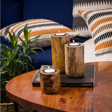 Load image into Gallery viewer, Distressed Wooden Candle Stands Set of 3
