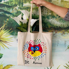 Load image into Gallery viewer, Be Aware - Hand-painted cotton Tote bag