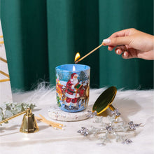 Load image into Gallery viewer, Riding on a Sleigh ! Handpainted & Handpoured Hazlenut Soy Wax Candle