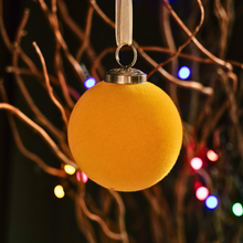 Load image into Gallery viewer, Golden Yellow Radiance: Velvet Ball Christmas Ornament

