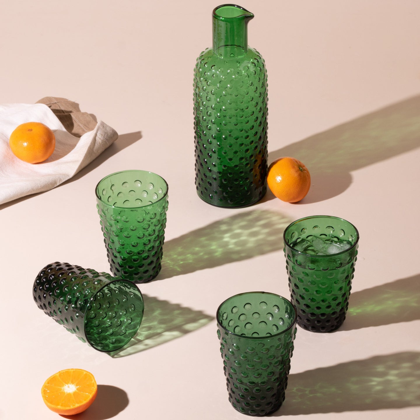 Green Bottle & Glass Set