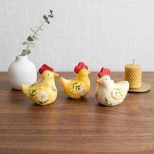Load image into Gallery viewer, Golden Bloom Hand-Painted Paper Mache Bird  (Set of 3)
