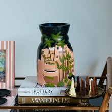 Load image into Gallery viewer, Palms and Pastels Under the Moon: Hand Painted Dried Flower Pot
