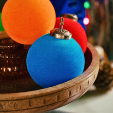 Load image into Gallery viewer, Sapphire Glow: Velvet Ball Christmas Ornament
