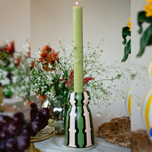 Load image into Gallery viewer, Verdant Geometry- Hand Painted Candle Stand
