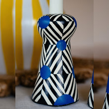 Load image into Gallery viewer, Monochrome Majesty- Hand Painted Candle Stand
